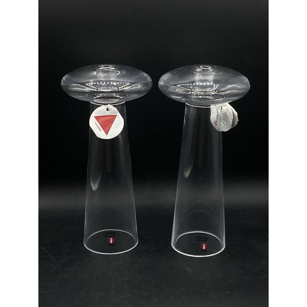 Iittala Atlas Candle Holders Pair White Harri Koskinen 1996 Finland with Tags - Picture 2 of 5
